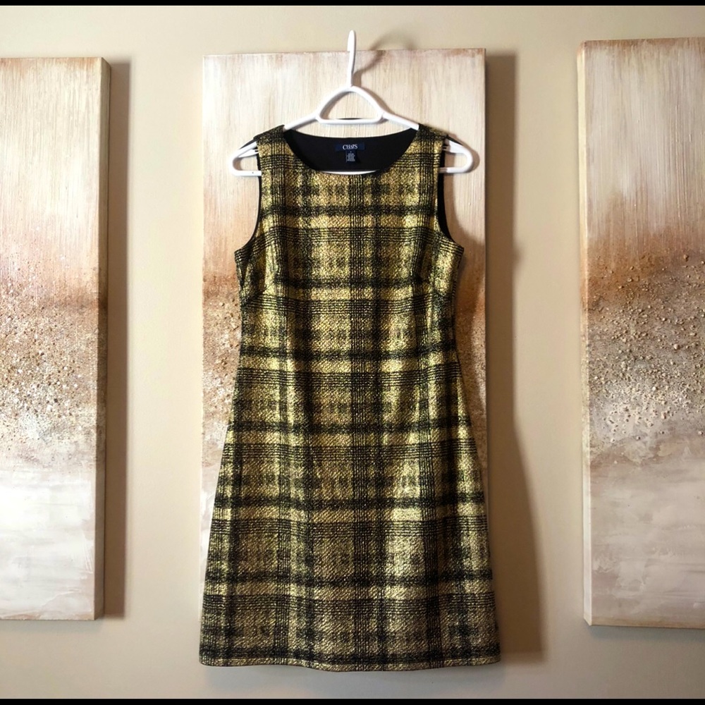 BLACK AND GOLD PLAID DRESS - Picture 6 of 6